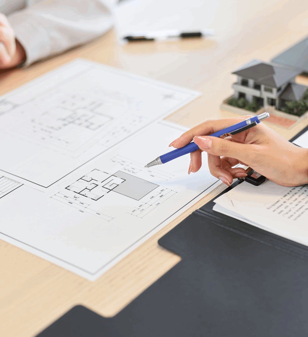 Architect discussing floor plan design
